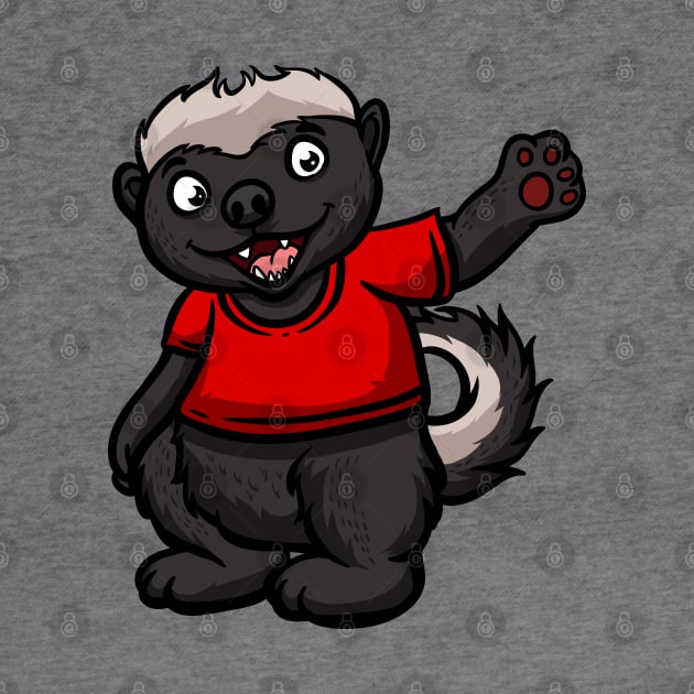 Cute Anthropomorphic Human-like Cartoon Character Honey Badger in Clothes by Sticker Steve